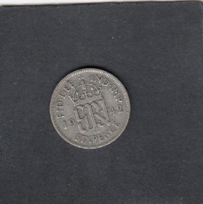 Beschrijving: 6 Pence  GEORGIUS VI  